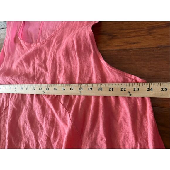 LIN BOHÈME Coral Linen Tunic Dress • Oversized Asymmetrical Hem • One Size - Picture 8 of 10